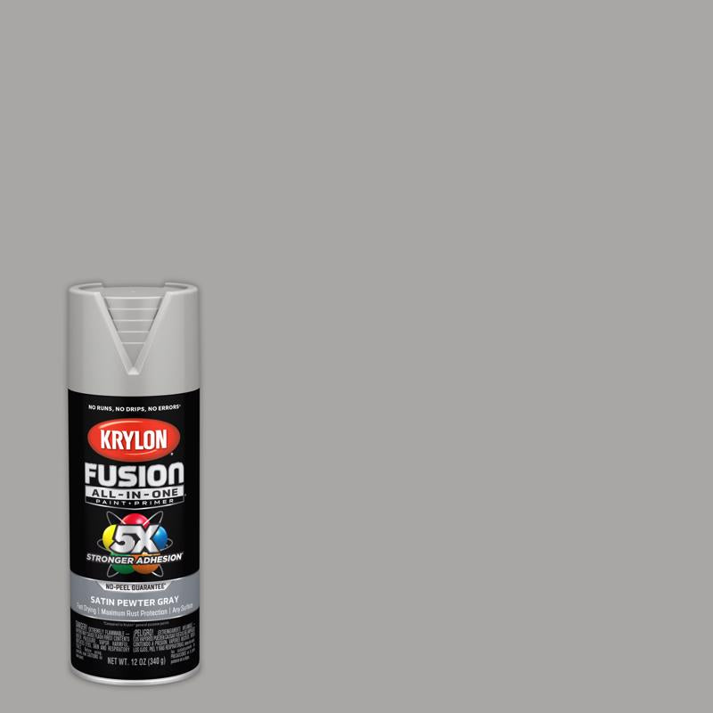 Load image into Gallery viewer, Krylon Fusion All-In-One Satin Pewter Gray Paint+Primer Spray Paint 12 oz
