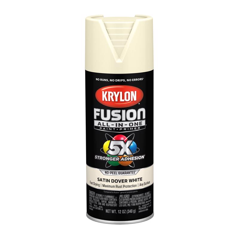 Load image into Gallery viewer, Krylon Fusion All-In-One Satin Dover White Paint+Primer Spray Paint 12 oz
