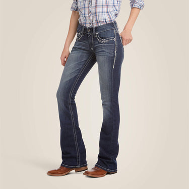Ariat R.E.A.L. Mid Rise Stretch Entwined Boot Cut Jean (Marine) Size 33 Regular