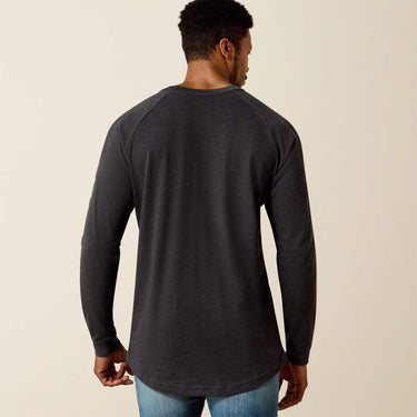 Ariat Rebar Cotton Strong Graphic T-Shirt (Charcoal Heather/Lime) Size XL