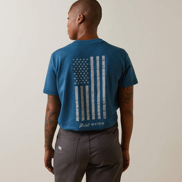 Ariat  Rebar Cotton Strong American Flag Graphic T-Shirt (Key Largo) Size S-XL