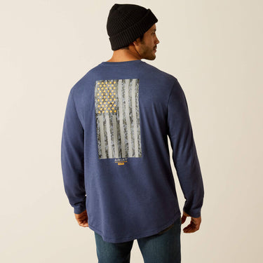 Ariat Rebar Workman Reflective Flag Graphic T-Shirt (Navy Heather) Size XL