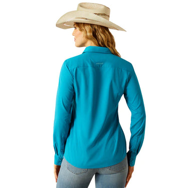 Ariat Women's Kirby Pro Long Sleeve Button Up Shirt (Enamel Blue) Size XL