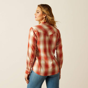 Ariat Amara Shirt (Peach Plaid) Size XL