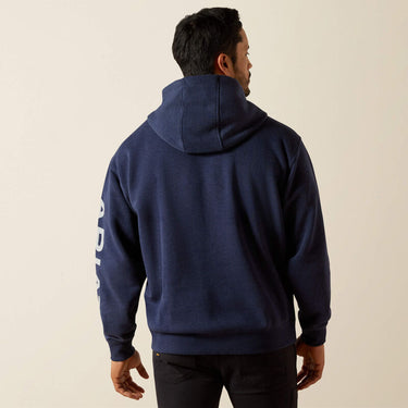 Ariat Rebar Lightweight Logo Hoodie (Navy Heather/Alloy) Size XL
