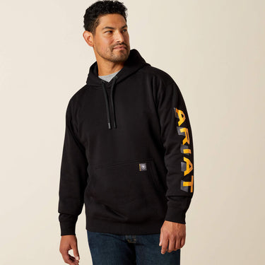 Ariat Rebar Lightweight Logo Hoodie (Black/Rebar Orange) Size L