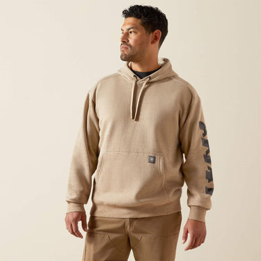 Ariat Rebar Lightweight Logo Hoodie (Oatmeal Heather/Black) Size XL