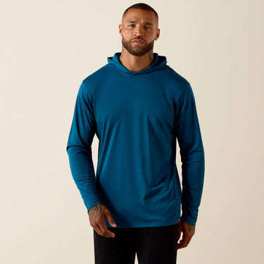 Ariat Rebar Sunblocker Outdoor Hooded Classic Fit Long Sleeve T-Shirt (Legion Blue) Size L