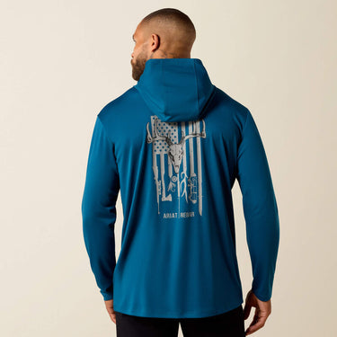 Ariat Rebar Sunblocker Outdoor Hooded Classic Fit Long Sleeve T-Shirt (Legion Blue) Size L