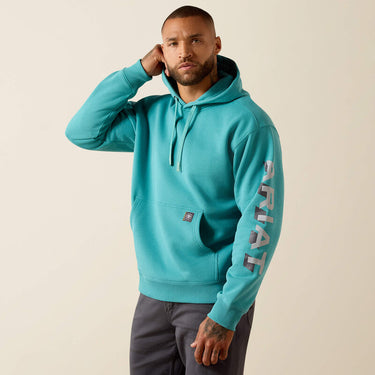 Ariat Rebar Lightweight Logo Hoodie (Teal/Micro Chip) Size L