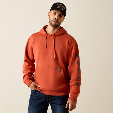 Ariat Rebar Lightweight Logo Hoodie (Burnt Brick/Brandy Snifter) Size XL
