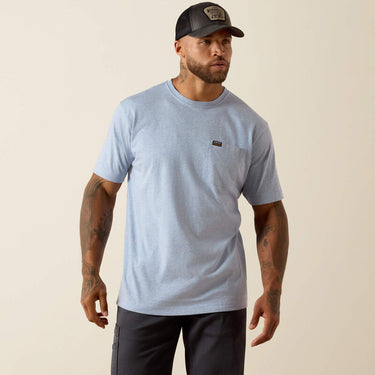 Ariat Rebar Cotton Strong Standard Pocket T-Shirt (Washed Rain Heather) Size M