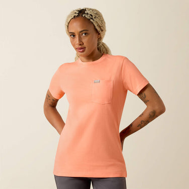 Ariat Rebar Cotton Strong Anvil Logo T-Shirt (Fusion Coral) Size S