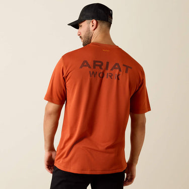 Ariat Rebar Heat Fighter Textured Logo T-Shirt (Burnt Brick) Size M