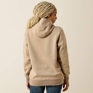 Ariat Rebar Lightweight Logo 1/2 Zip Hoodie (Oatmeal Heather/Whisper Pink) Size 1X