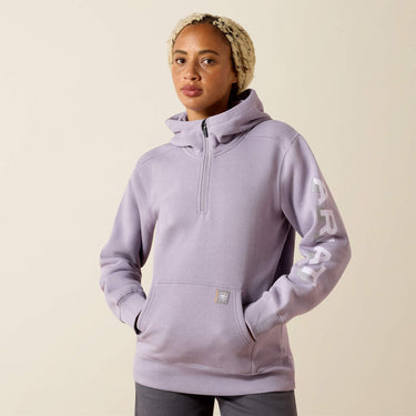 Ariat Rebar Lightweight Logo 1/2 Zip Hoodie (Purple Ash/Thistle) Size 1X