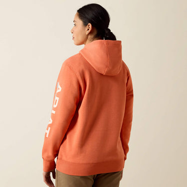 Ariat Rebar Lightweight Logo 1/2 Zip Hoodie (Langunisto Heather/Tropical Peach) Size XL