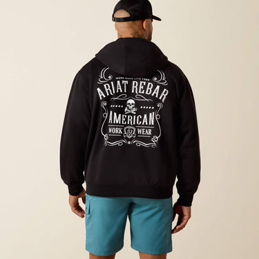 Ariat Rebar Lightweight Label Full Zip Hoodie (Black) Size M