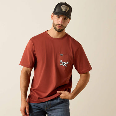 Ariat Rebar Cotton Strong Bolt Skull T-Shirt (Brandy Snifter) Size XL