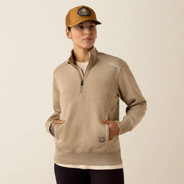 Ariat Rebar Lightweight Mock 1/2 Zip Sweatshirt (Oatmeal Heather) Size 2X