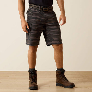 Ariat Rebar DuraStretch Made Tough Cargo 11" Short (Black Masonry Camo) Size 36