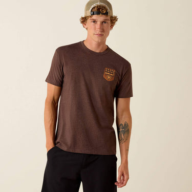 Ariat Stripe Patriotic Badge T-Shirt (Brown Heather) Size L