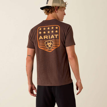 Ariat Stripe Patriotic Badge T-Shirt (Brown Heather) Size L