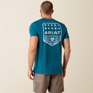 Ariat Stripe Patriotic Badge T-Shirt (Monaco Blue) Size L