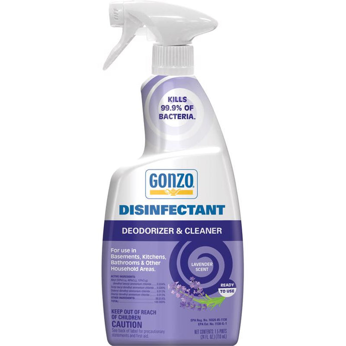 Gonzo Lavender Scent Disinfectant Deodorizer and Cleaner 24 oz 1 pk