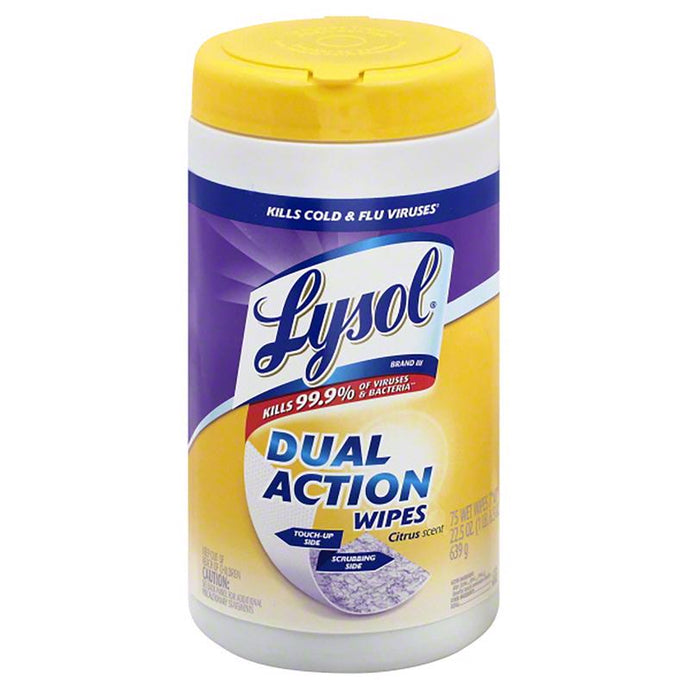 Lysol Dual Action Fiber Weave Antibacterial Wipes 75 pk