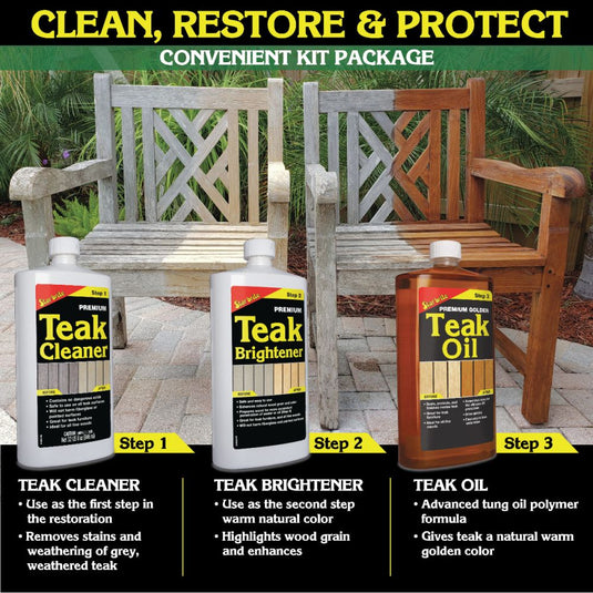 STARBRITE Premium Teak Care Kit, 16 oz