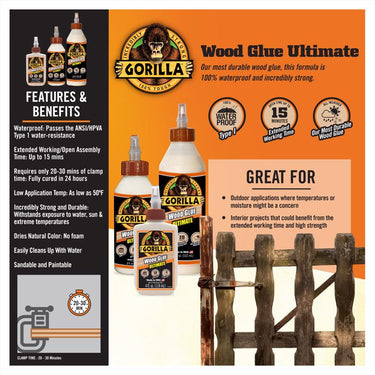 Gorilla Extra Strength Natural Wood Glue 4 oz
