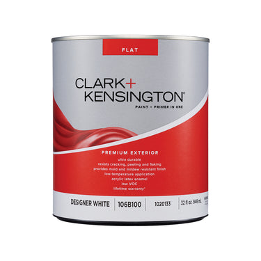 Clark+Kensington Flat Designer White House & Trim Paint & Primer Exterior 1 qt