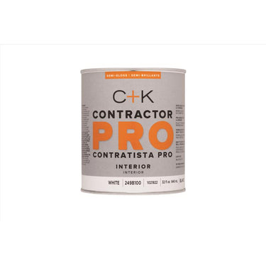 C+K Contractor Pro Semi-Gloss White Water-Based Paint Interior 32 oz
