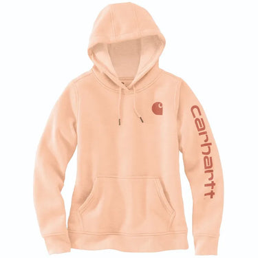 Carhartt Women's Relaxed Fit Midweight Logo Sleeve Graphic Hoodie (Cantaloupe) Size M