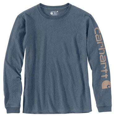 Carhartt Women's Dearborn Loose Long Sleeve Logo T-Shirt (Light Faded Navy Heather) Size 3XL