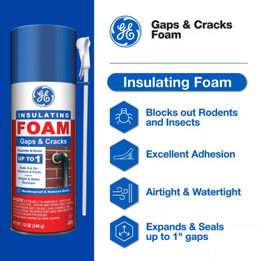 GE Yellow Foam Gaps and Cracks Insulating Sealant 12 oz