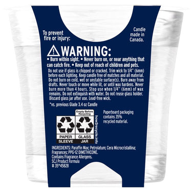 Glade Ivory Clean Linen Scent Air Freshener Candle 4.08 oz