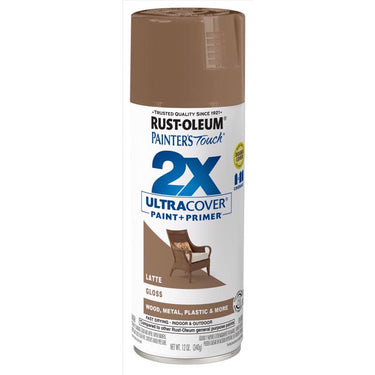 Rust-Oleum Painter's Touch 2X Ultra Cover Gloss Latte Paint+Primer Spray Paint 12 oz