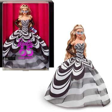 Barbie Signature 65th Anniversary Collectible Doll With Blonde Hair And Black And White Gown