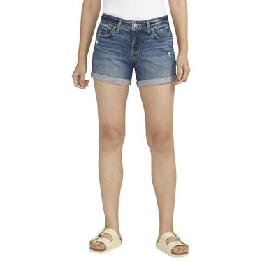 Silver Jeans Co. Suki Cuffed Mid Rise Shorts (Medium Indigo Wash) Size 33