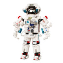 Built NASA astronaut spaceman figure made of white building blocks