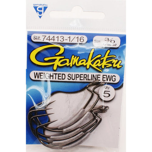 Gamakatsu Superline Weighted Extra Wide Gap Offset Worm Hook 3/0