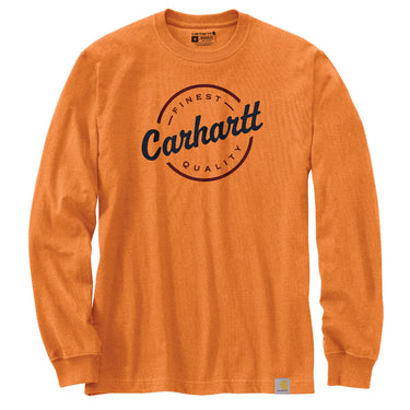 Carhartt Loose Fit Heavyweight Long-Sleeve Script Graphic T-Shirt (Rust Heather) Size L