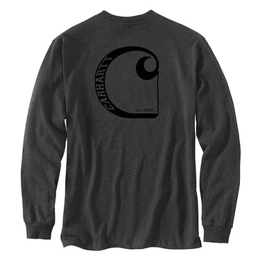 Carhartt Men's Relaxed Fit Heavyweight Long Sleeve Graphic T-Shirt (Carbon Heather) Size XLT