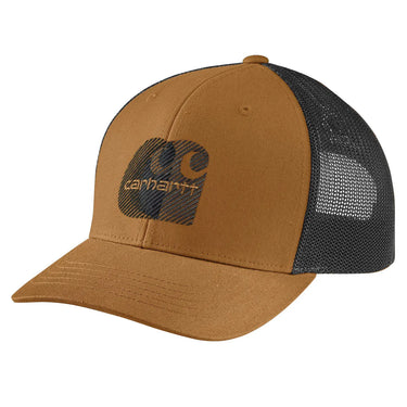 Carhartt Men's Canvas Meshback Logo Embroidered Cap (Carhartt Brown)