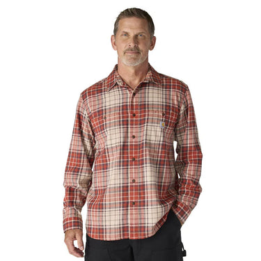 Carhartt Rugged Flex™ Relaxed Fit Lightweight Long-Sleeve Plaid Shirt (Spice Red) Size XXL