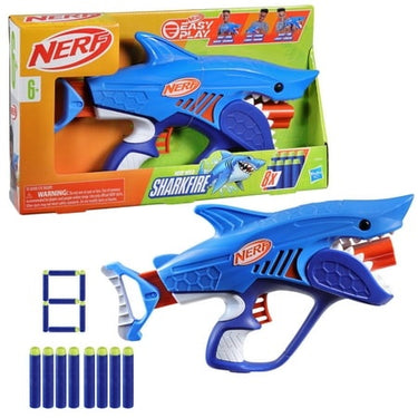Nerf Junior Wild Sharkfire, Easy Play Dart Blaster, 8 Nerf Elite Darts, Ages 6 & up