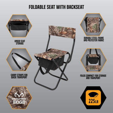 Vanish Foldable Seat with Backrest (Realtree Edge Camo)