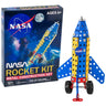 NASA Rocket Kit metal construction set box with the built blue and yellow rocket